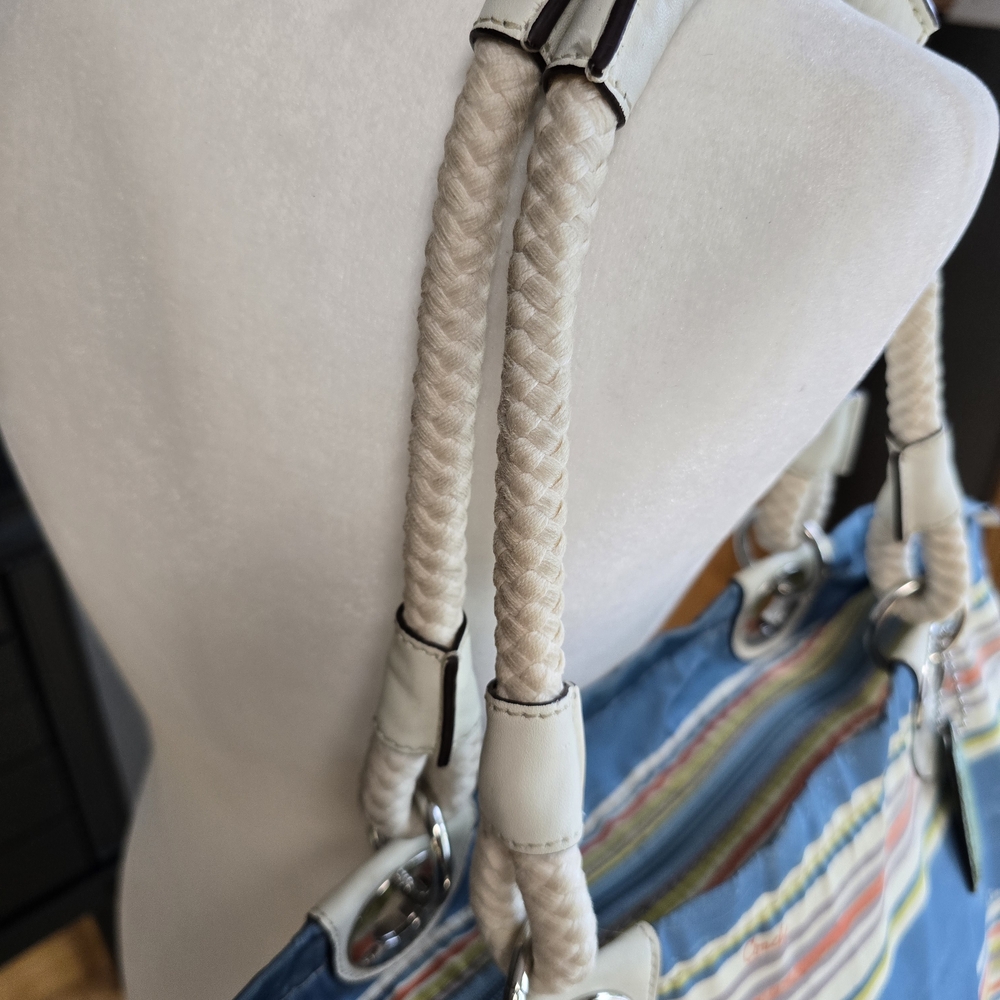 Coach Nautical Beach Multi Stripe East West Tote Bag Purse - Picture 4 of 14